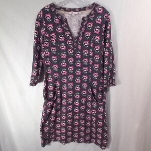 Boden Forrest Green Floral V-neck Long Sleeve Shift Dress Size 8